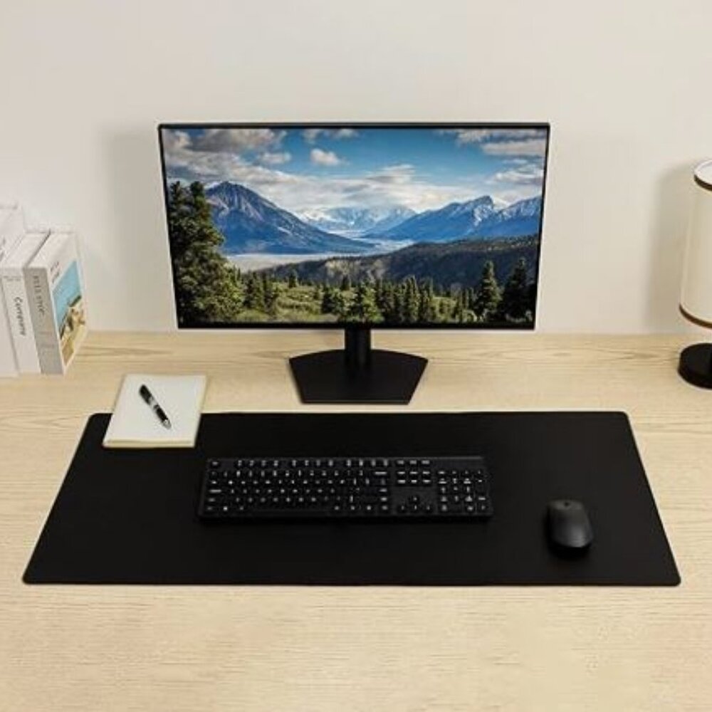 Knodel Non-Slip Desk Pad and Desk Table Protector Set Black Size Large & Medium